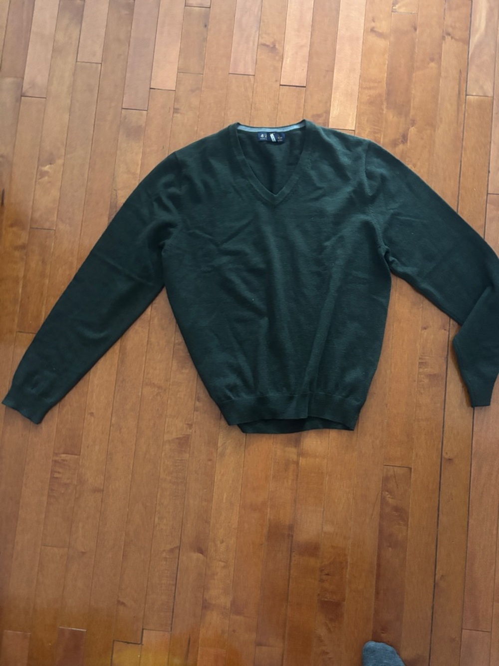 Brooks Brothers Merino Wool Forest Green V-Neck Sweater
